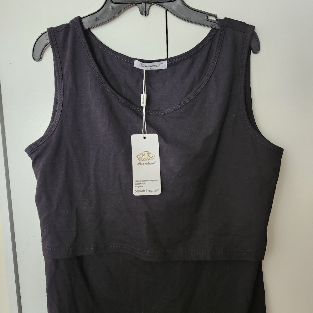 NWT-2 BEARSLAND Stylish Pregnant Maternity Nursing Tank Tops. Black&Blue. Medium - Picture 9 of 16